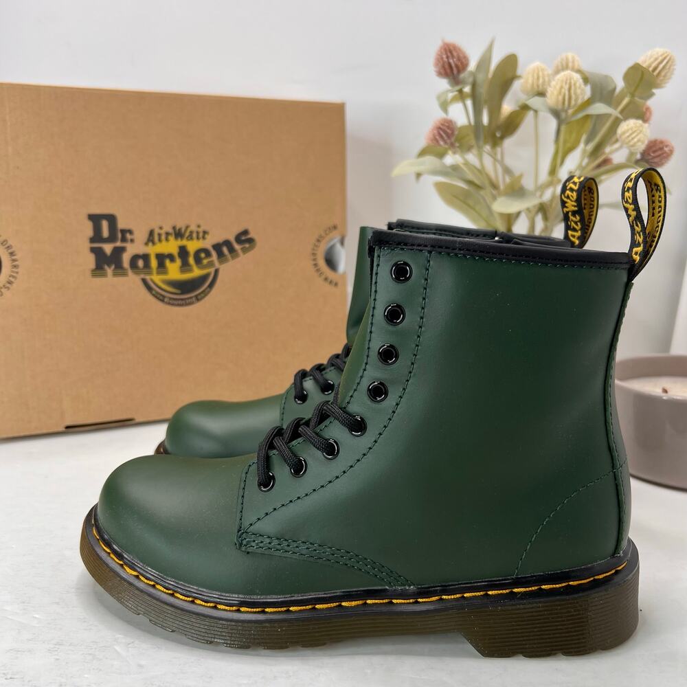 Dr. Martens Kids Green Leather Lace-Up Boots